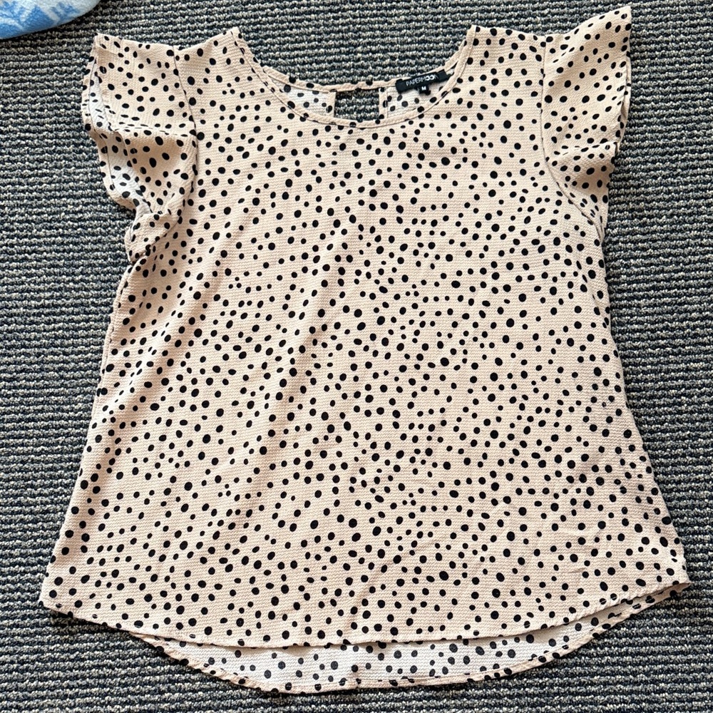 Papermoon Cream Blouse with Black Polka Dots